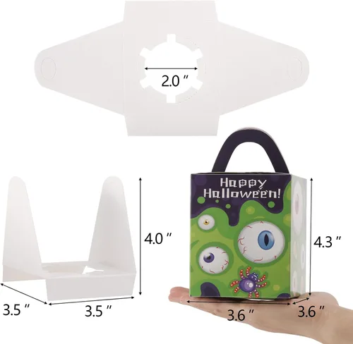 Vista 3 de acDesign 50 cajas para cupcakes de Halloween, cajas individuales para cupcakes con asa, ventana transparente, cajas individuales para cupcakes