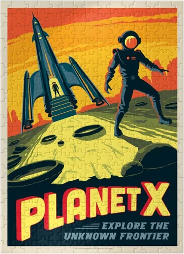 Vista 7 de MyPuzzle Planet X, póster vintage, rompecabezas prémium de 100 piezas para adultos