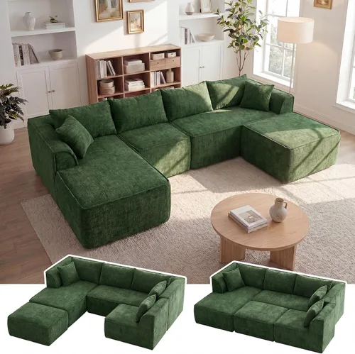 Vista 20 de Vesgantti 106" Boneless Couch with Chaise, U Shaped Deep Seat Comfy Cloud Modular Sofa Chenille Memory Foam Sectional Couches for Living Room