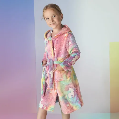 Vista 5 de PATPAT Bata de baño de forro polar suave, regalos para niñas, ropa de dormir con bolsillos de 2 a 14 años