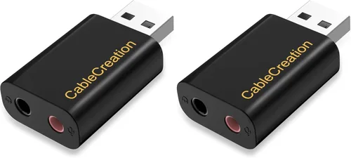 Vista 11 de CableCreation - Adaptador de audio USB con conector de 0.138 in, tarjeta de sonido estéreo externa USB con auriculares de 0.138 in y micrófono