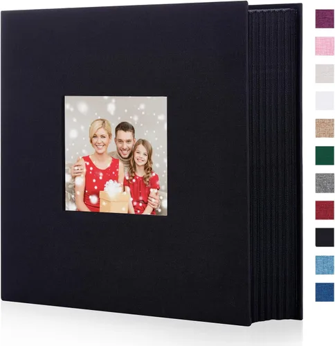 Vista 20 de Artmag Mini álbum de fotos de 4 x 6 pulgadas, 50 bolsillos, paquete de 2, cubierta de lino con ventana frontal, capacidad para 100 fotos verticales