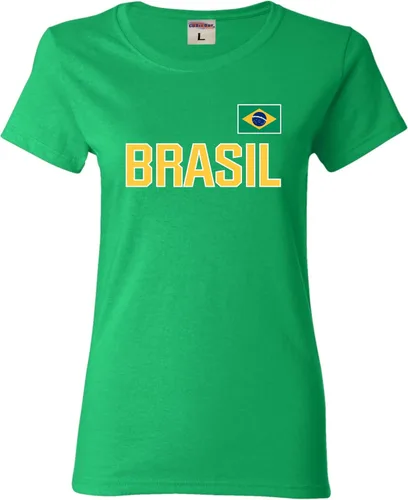 Vista 4 de Go All Out Camiseta para mujer Team Brasil Flag Pride