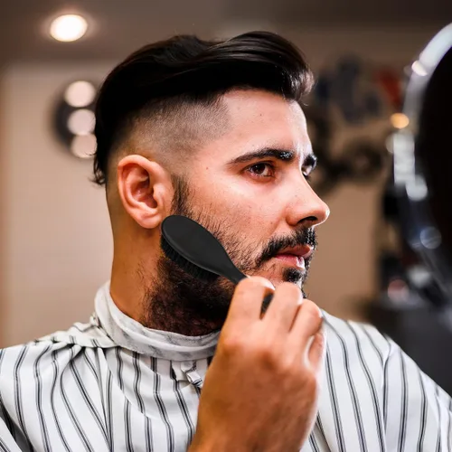 Vista 7 de Mozeat Lens Cepillo de pelo, 2 piezas de cerdas naturales de jabalí, mango de ABS, cepillo de peluquero profesional para desenredar, alisar