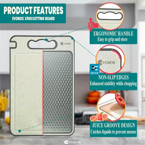 Vista 8 de Tabla de cortar de acero inoxidable para cocina, tabla de cortar de doble cara de grado alimenticio, ligera, apta para lavavajillas, fácil