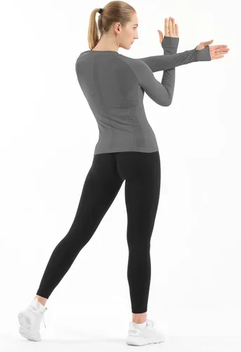 Vista 3 de MathCat - Camisetas de entrenamiento sin costuras para mujer, camisetas de yoga de manga larga, camiseta deportiva para correr, camiseta atlética
