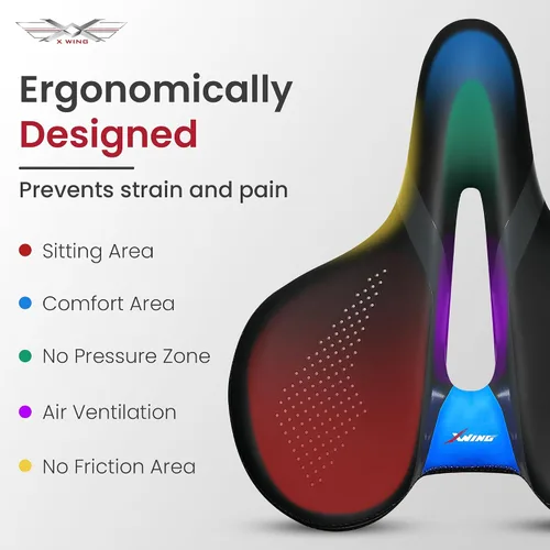 Vista 2 de X WING Asiento de bicicleta cómodo para hombres y mujeres con innovador concepto de 5 zonas - Sillín de bicicleta con alas con espuma viscoelástica