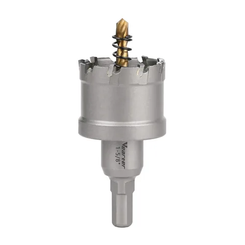 Vista 55 de Sierra perforadora de carburo de 1-1/2 pulgadas (1.496 in) para metal duro, cortador de agujeros con punta de carburo de tungsteno con broca piloto