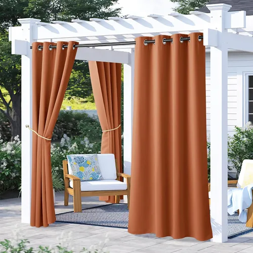 Vista 144 de NICETOWN Cortina para Exteriores para Patio Impermeable de 84 Pulgadas de Ancho, Aislamiento Térmico con Ojales Antioxidantes Bloqueo UV Cortina