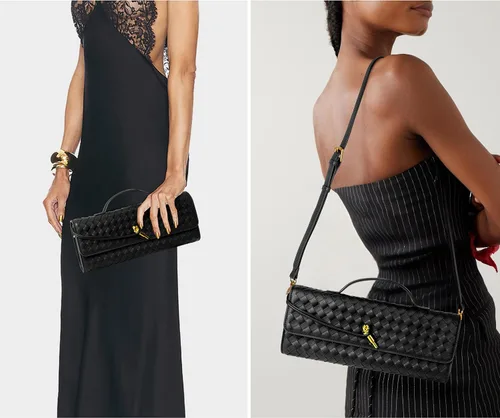 Vista 2 de Joryin Bolso tejido para mujer, bolso de mano de cuero tejido, bolso cruzado, bolso formal de noche, cuero vegano