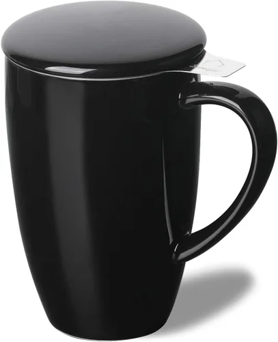 Vista 27 de Sweejar Taza de Té de Porcelana con Infusor y Tapa, Tetera con Filtro, Colador Infusor de Tazas de Té de Hojas Sueltas, 16 Fl Oz para Azul degradado
