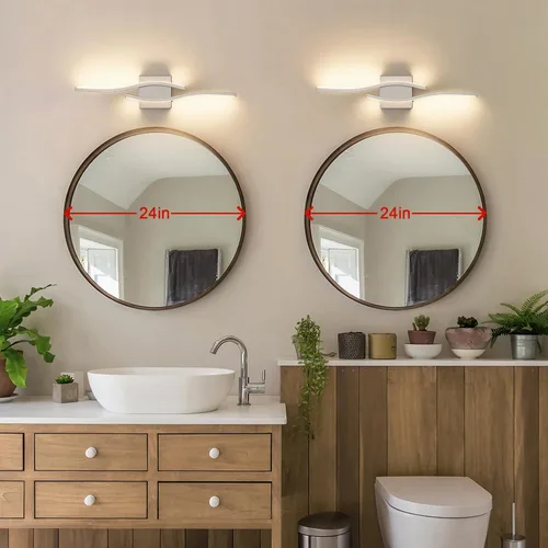 Vista 5 de Joossnwell Accesorios de iluminación de tocador de baño de níquel cepillado sobre espejo 5CCT lámpara de baño ajustable lámpara de tocador moderna