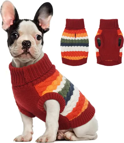 Vista 25 de Kuoser Suéter para perro, suéteres de Navidad para perros extra pequeños, suéter suave y cálido para perros, chaleco de punto trenzado colorido