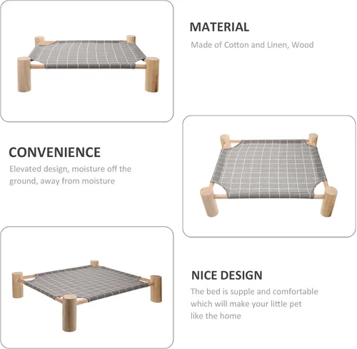 Vista 7 de Toddmomy Portable Raised Dog Bed Washable Small Pet Camp Bed with Wooden Rack Breathable Design for Indoor Cats and Dogs All-Season Use
