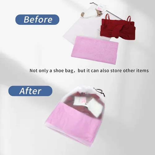 Vista 5 de 12 bolsas de viaje transparentes esmeriladas, bolsas de almacenamiento de viaje, bolsas de almacenamiento familiares, bolsas de cordón para zapatos