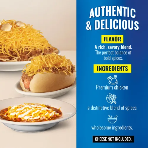Vista 4 de Skyline Chili Chile de pollo – Auténtica receta estilo Cincinnati en bolsas para microondas – Perfecto para conos de queso, perros calientes