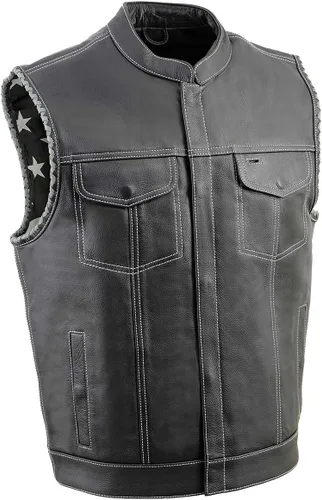Vista 14 de Milwaukee Leather Men's Club Style Motorcycle Vest -Premium Leather, Dual Closure, CCW Pockets, Patch-Ready Back