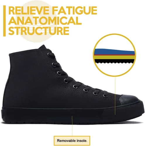 Vista 5 de Zapatos de trabajo antideslizantes para hombres y mujeres, tenis unisex resistentes al aceite y al agua para fabricantes de servicios de alimentos