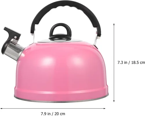 Vista 2 de Ciieeo Tetera silbante para estufa, tetera de acero inoxidable rosa con filtro, tetera floral para estufa