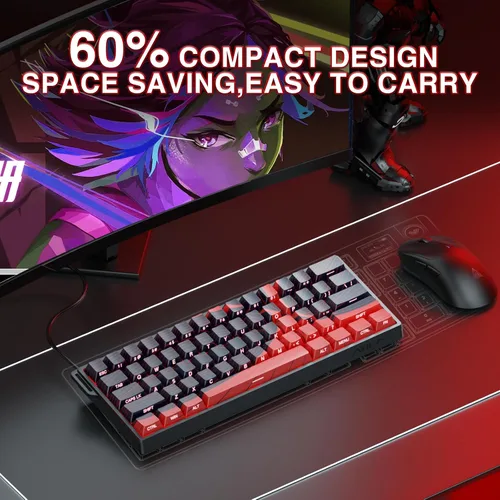 Vista 3 de AULA WIN60 HE MAX - Teclado mecánico 60% para juegos con cable, interruptores magnéticos de efecto Hall intercambiables en caliente, modo de disparo