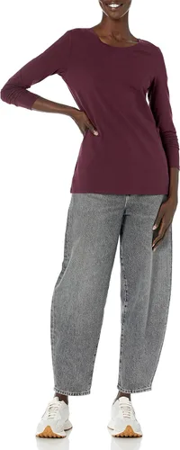 Vista 5 de Tienda Essentials - Camiseta de manga larga y con cuello redondo para mujer, corte clásico (disponible en talla extragrande)
