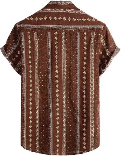 Vista 4 de VATPAVE Camisas hawaianas florales de manga corta con botones para hombre