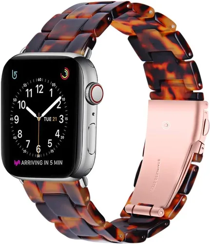 Vista 2 de Correas de resina compatibles con Apple Watch de 1.496 in 1.575 in 1.614 in 1.654 in 1.732 in 1.772 in, Barcelet de resina ligera con hebilla
