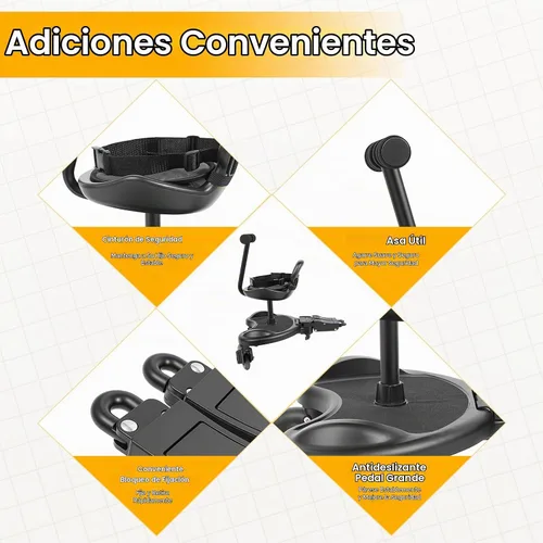 Vista 5 de Tabla para cochecito, tabla de montar de hierro de PVC para niños pequeños, plataforma de pie y sentado, conector ajustable, capacidad de 55 libras