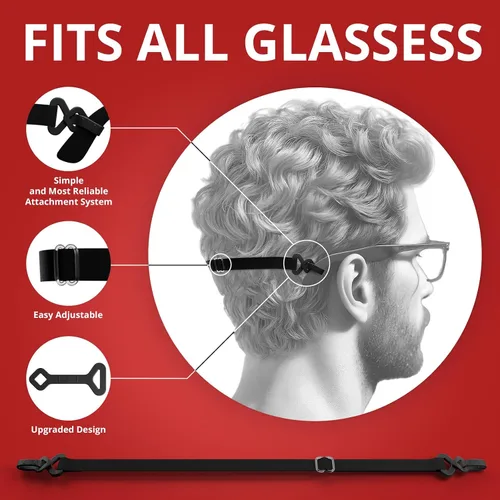 Vista 2 de X-Protector Correa para Gafas - 4 PCS, Negro - Correa para Gafas de Sol con Soporte Universal para Gafas - Correas Ajustables para Anteojos