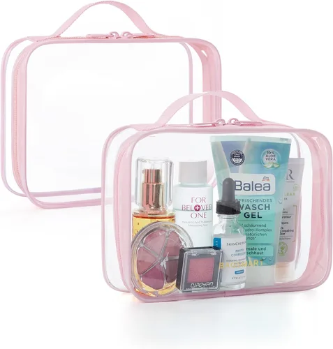 Vista 18 de BAGSMART Neceser transparente con asa, paquete de 2 unidades, aprobado por Negro Absoluto