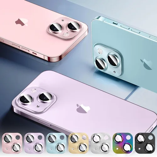 Vista 4 de Kucheed 2 protectores de lente de cámara para iPhone 11, aluminio de metal de una pieza con textura 3D, decoración diseñada para decoración