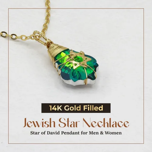 Vista 38 de Collar de estrella de David para mujeres y hombres, collar de estrella judía relleno de oro de 14 quilates, collar de Israel