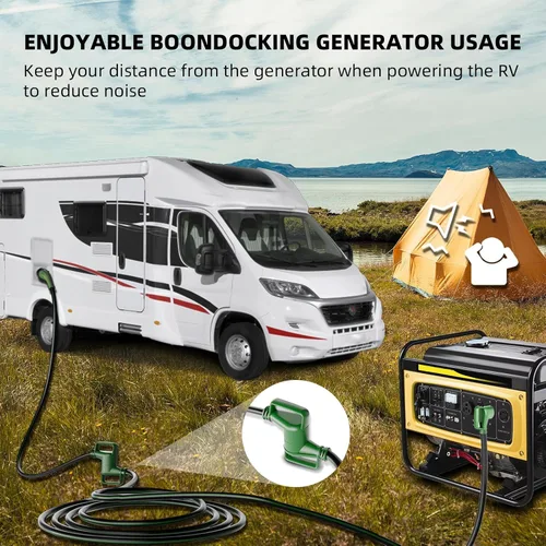 Vista 16 de Cable de extensión de RV de 30 amperios y 25 pies con mango de agarre, resistente calibre 10, 3 clavijas, cable STW de cobre puro para RV, NEMA