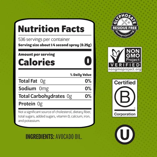 Vista 2 de Chosen Foods Pulverizador de aceite de aguacate 100 % puro de 4.7 oz. (1 paquete), sin OMG, punto de humo de 500 °F, sin propelente, solo presión