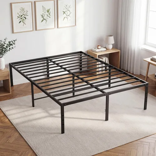 Vista 8 de DUMOS Base de cama de tamaño individual de 12 pulgadas, base de colchón de plataforma de metal con soporte de listones de acero, no necesita somier