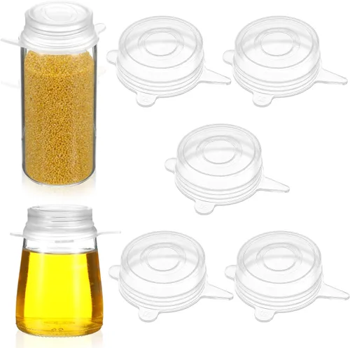 Vista 8 de 5 tapas elásticas de silicona extra pequeñas, de 2 pulgadas, resistentes y reutilizables, de silicona, tapas elásticas para frascos, cubiertas