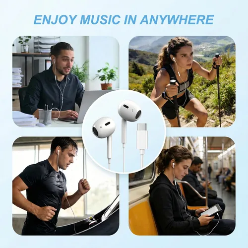 Vista 7 de USB C Headphones for iPhone 17/16/15 Pro Max, Wired in-Ear Earphones Type C Earbuds with Mic & Volume Control Compatible with iPhone 17/16/15