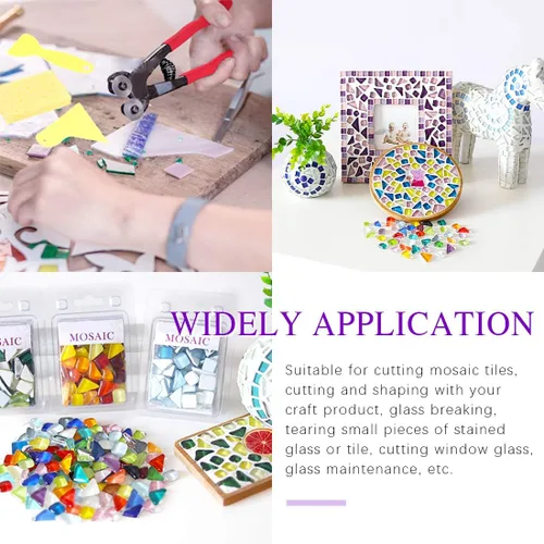 Vista 7 de Swpeet Kit de herramientas de mosaico de 8 piezas, incluye pinzas de corte de mosaico de vidrio resistente, alicates cortadores con ruedas y 2