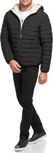 Vista 7 de Calvin Klein Men's Hooded Down Jacket Quilted Coat Sherpa Lined