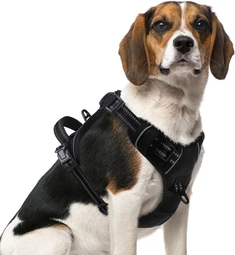 Vista 50 de PUPTECK Arnés táctico sin tirones para perro, tamaño mediano, arnés reflectante ajustable con asa para perro, de fácil control, cómodo y suave
