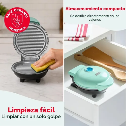 Vista 7 de Dash mini eléctrica grill, Agua (Aqua)