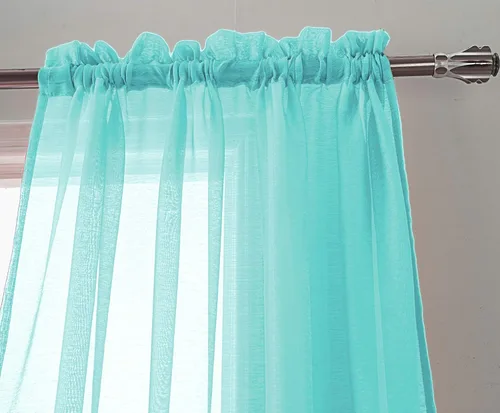 Vista 3 de RT Designers Collection Celine - Cortina transparente con bolsillo para barra, 55 x 90 pulgadas, color aguamarina