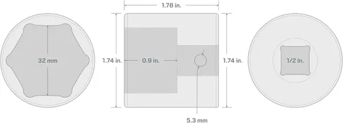 Vista 82 de TEKTON SID23109 Dado de impacto profundo de 6 puntos de 23/64 pulgada (9 mm) impulsor de 1/2 pulgada