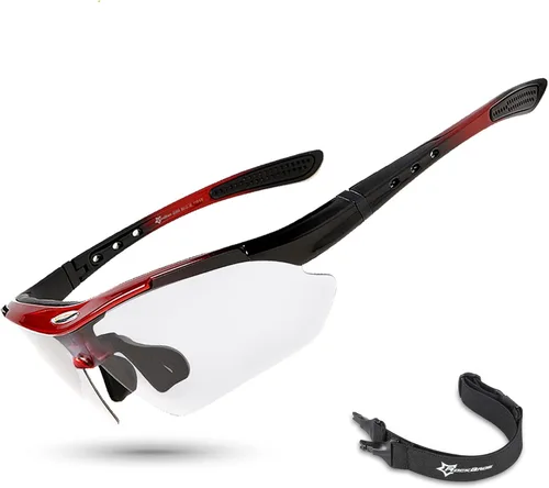 Vista 8 de ROCKBROS Photochromic Sports Sunglasses Mens Pickleball Glasses Cycling Glasses MTB Sunglasses, with Removable Elasctic Band