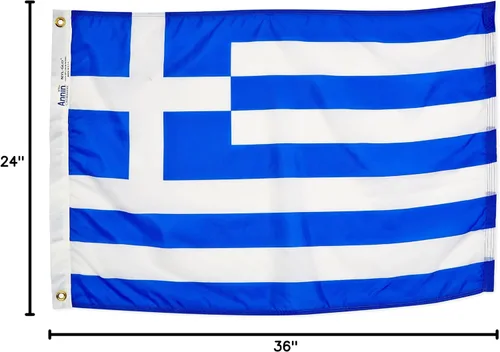 Vista 4 de Annin Flagmakers Bandera de Grecia fabricada en Estados Unidos según las especificaciones oficiales de diseño de las Naciones Unidas, 2 x 3 pies