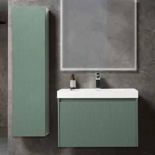 Vista 31 de Blossom Lavabo de baño de 20 pulgadas con tocador, todo en madera montado en la pared, gabinete flotante de baño con tocador con fregadero