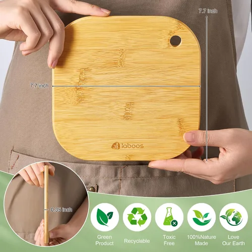 Vista 5 de Inicio Mini tabla de cortar pequeña tabla de cortar frutas tablero de madera de bambú sólido para dormitorio infantil bebé conjunto de 2
