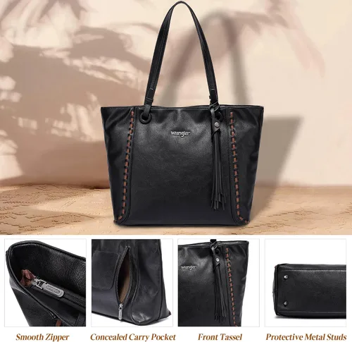 Vista 3 de Montana West Wrangler - Bolsos de mano ocultos para mujer, bolsos grandes de hombro