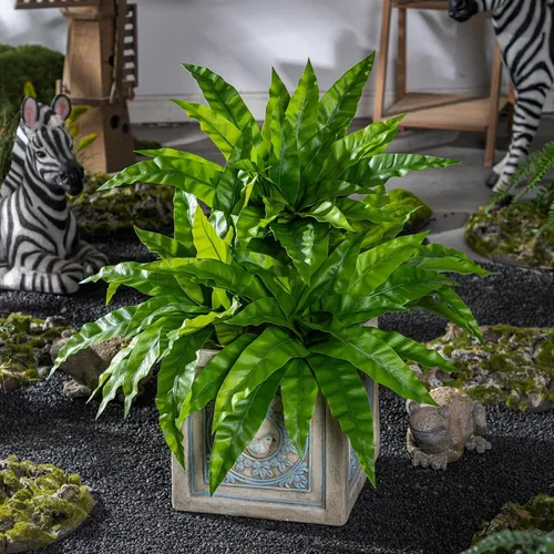 Vista 7 de 4 Piezas Tallos de Vegetación Artificial Helecho Nido de Pájaro Falso Ramas Falsas Plantas Artificiales Dracaena Falsa Realista Plantas Realistas
