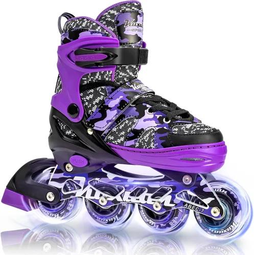 Vista 11 de Kuxuan Patines en línea ajustables para niños con ruedas iluminadas, divertidos patines iluminadores para niños, niñas y jóvenes